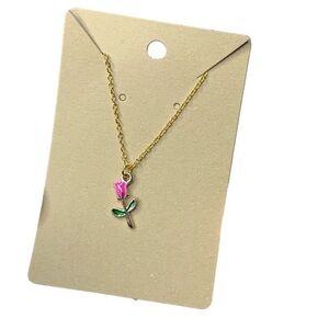 Pink rose necklace